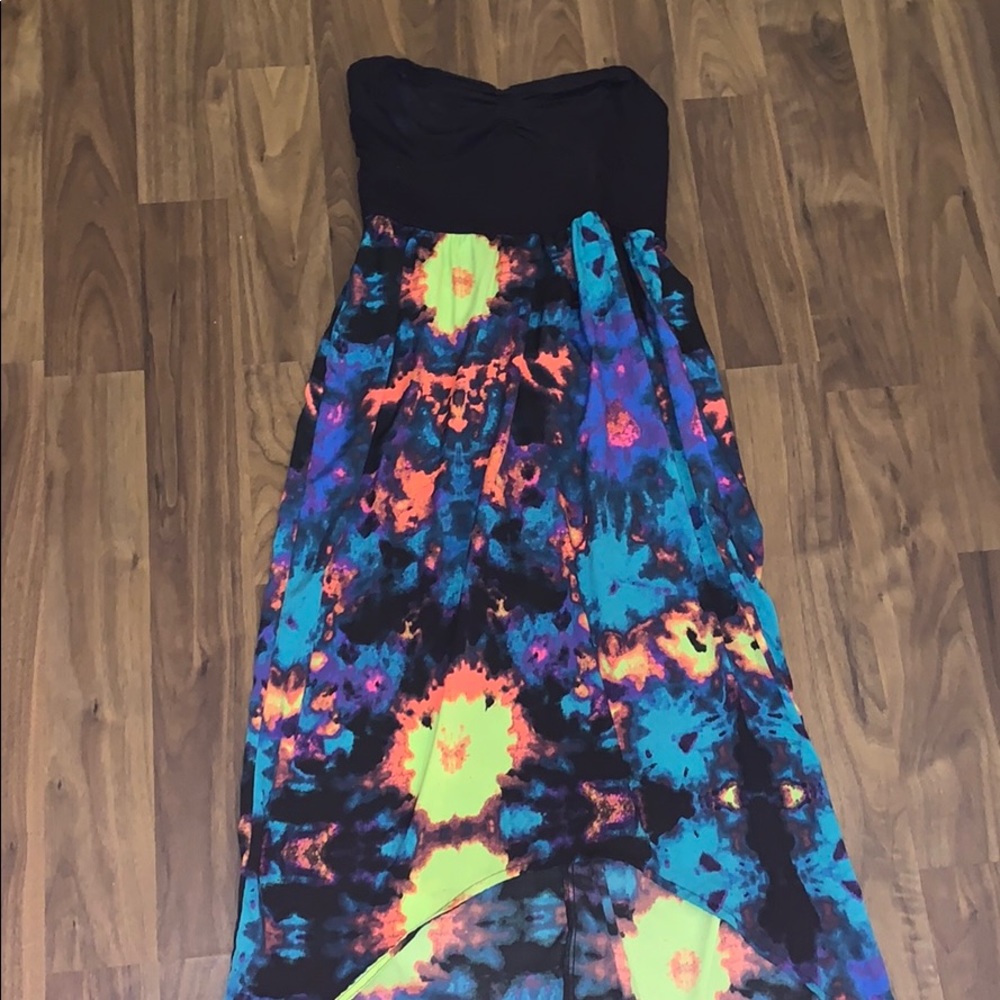colorful high low dress